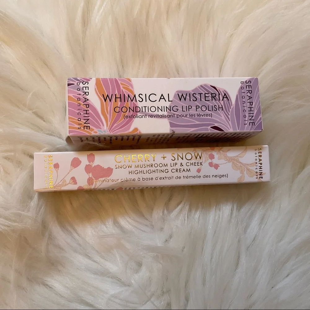 Seraphine Whimsical Wisteria Lip Polish & Cherry + Snow Lip & Cheek Cream New